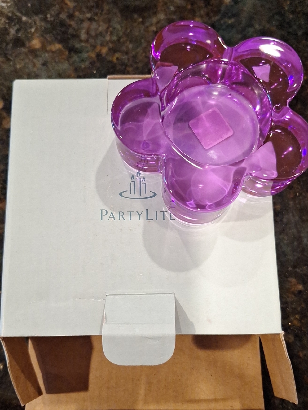 PartyLite Purple Flower Tea Light Holder 3.25"
